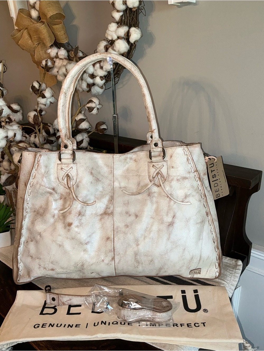 NWT Bed Stu Leather Rockaway Shoulder Crossbody Bag Tote Nectar Lux MSPR $345